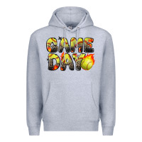 Heather Grey game day softball leopard Premium Hoodie - Zillion Design Studio
