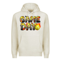 Oatmeal Heather game day softball leopard Premium Hoodie - Zillion Design Studio