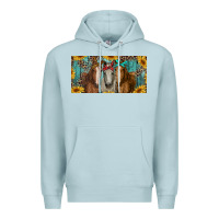 Blue Mist horses with leopard and sunflowers Premium Hoodie - RanaPortraitStore