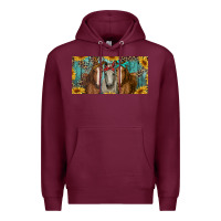 Burgundy horses with leopard and sunflowers Premium Hoodie - RanaPortraitStore