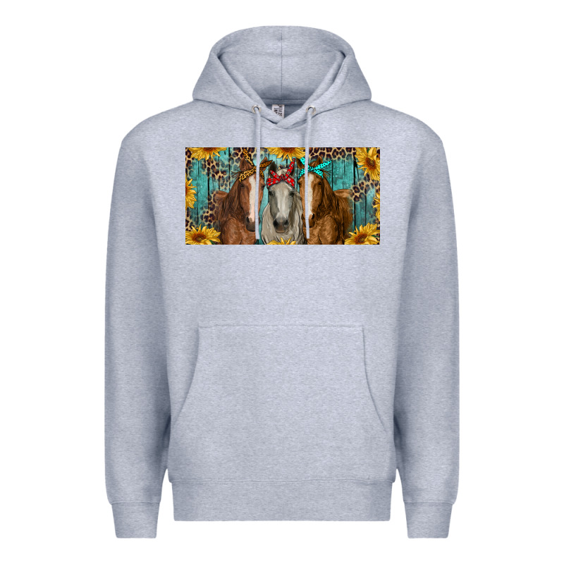 Horses With Leopard And Sunflowers Premium Hoodie by RanaPortraitStore | Teevron