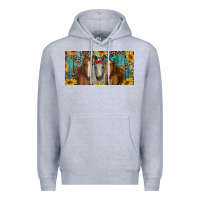 Heather Grey horses with leopard and sunflowers Premium Hoodie - RanaPortraitStore