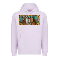 Lilac horses with leopard and sunflowers Premium Hoodie - RanaPortraitStore