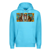 Ocean Blue horses with leopard and sunflowers Premium Hoodie - RanaPortraitStore