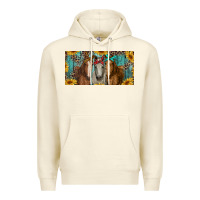 Sandshell horses with leopard and sunflowers Premium Hoodie - RanaPortraitStore