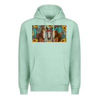 Seafoam horses with leopard and sunflowers Premium Hoodie - RanaPortraitStore