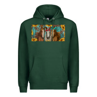 Sports Green horses with leopard and sunflowers Premium Hoodie - RanaPortraitStore
