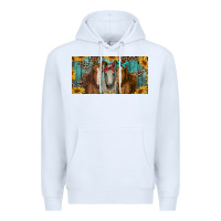 White horses with leopard and sunflowers Premium Hoodie - RanaPortraitStore