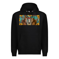 Black horses with leopard and sunflowers Premium Hoodie - RanaPortraitStore