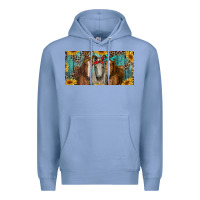 Colony Blue horses with leopard and sunflowers Premium Hoodie - RanaPortraitStore