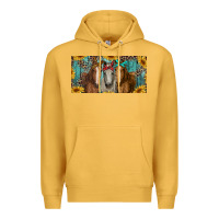 Mustard horses with leopard and sunflowers Premium Hoodie - RanaPortraitStore