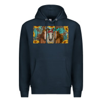 Navy horses with leopard and sunflowers Premium Hoodie - RanaPortraitStore