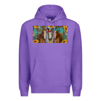 Purple horses with leopard and sunflowers Premium Hoodie - RanaPortraitStore
