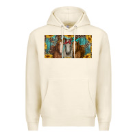Tofu horses with leopard and sunflowers Premium Hoodie - RanaPortraitStore