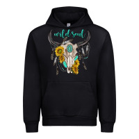 Black wild soul boho bull skull Urban Hoodie - texasbilliewilder