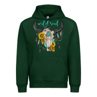 Foreset Green wild soul boho bull skull Urban Hoodie - texasbilliewilder
