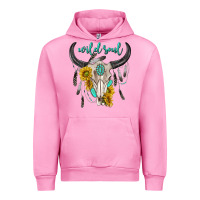 Fuchsia Pink wild soul boho bull skull Urban Hoodie - texasbilliewilder