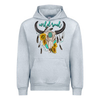 Heather Grey wild soul boho bull skull Urban Hoodie - texasbilliewilder