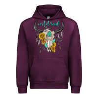 Mauve Wine wild soul boho bull skull Urban Hoodie - texasbilliewilder