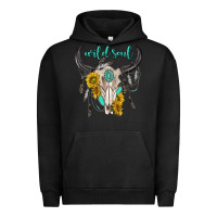 Pigment Black wild soul boho bull skull Urban Hoodie - texasbilliewilder