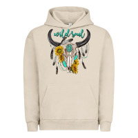Pigment French Oak wild soul boho bull skull Urban Hoodie - texasbilliewilder