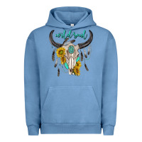 Pigment Pebble Blue wild soul boho bull skull Urban Hoodie - texasbilliewilder