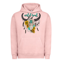 Pigment Salmon wild soul boho bull skull Urban Hoodie - texasbilliewilder