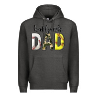 Charcoal Heather ballpark dad with softball and baseball Premium Hoodie - texasbilliewilder