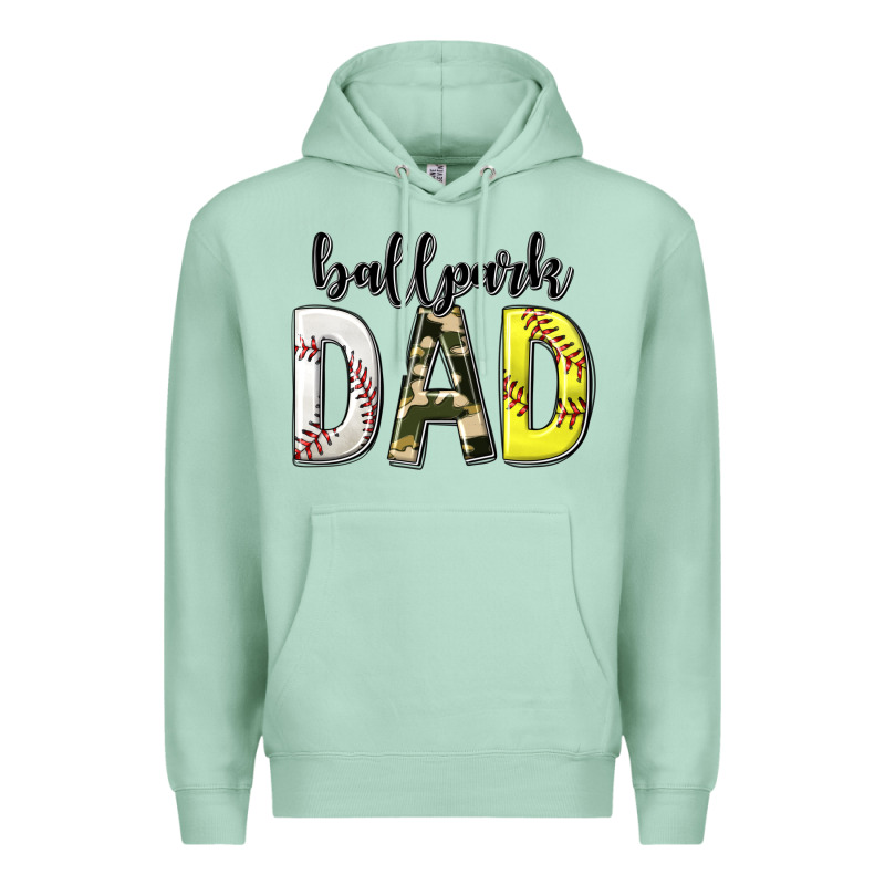 Ballpark Dad With Softball And Baseball Premium Hoodie by texasbilliewilder | Teevron