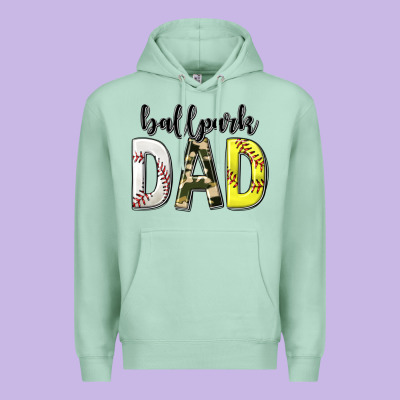 Ballpark Dad With Softball And Baseball Premium Hoodie Designed By Texasbilliewilder