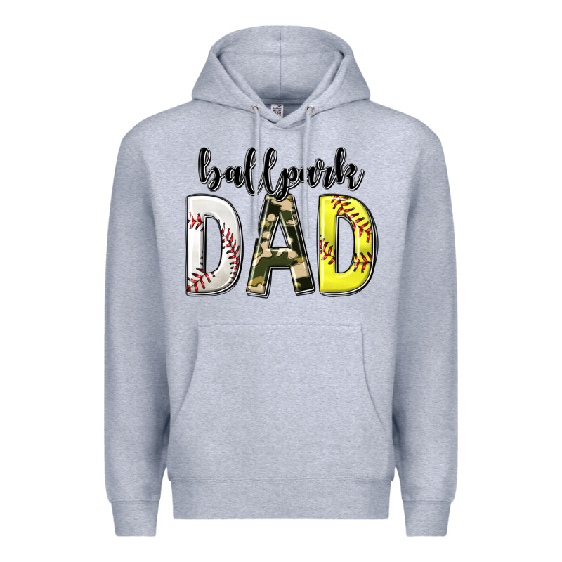 Ballpark Dad With Softball And Baseball Premium Hoodie by texasbilliewilder | Teevron