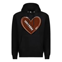 Black american football heart Premium Hoodie - texasbilliewilder