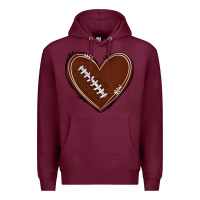 Burgundy american football heart Premium Hoodie - texasbilliewilder