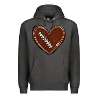 Charcoal Heather american football heart Premium Hoodie - texasbilliewilder