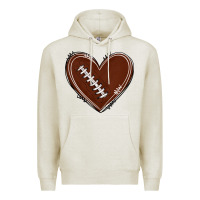 Oatmeal Heather american football heart Premium Hoodie - texasbilliewilder