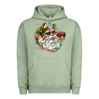 Pigment Oil Green santa with sunglasses christmas Urban Hoodie - Zillion Design Studio