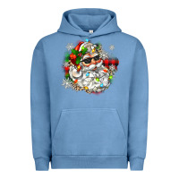 Pigment Pebble Blue santa with sunglasses christmas Urban Hoodie - Zillion Design Studio