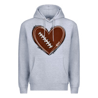 Heather Grey american football heart Premium Hoodie - texasbilliewilder