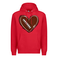 Red american football heart Premium Hoodie - texasbilliewilder