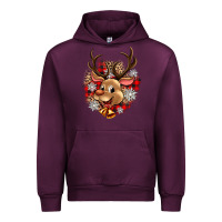 Mauve Wine reindeer christmas Urban Hoodie - Zillion Design Studio