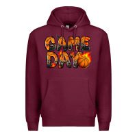Burgundy game day basketball leopard Premium Hoodie - Zillion Design Studio