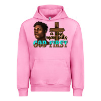 Fuchsia Pink a wise man puts god first Urban Hoodie - texasbilliewilder