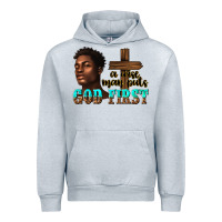 Heather Grey a wise man puts god first Urban Hoodie - texasbilliewilder