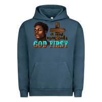 Pigment Midnight Navy a wise man puts god first Urban Hoodie - texasbilliewilder