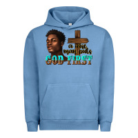 Pigment Pebble Blue a wise man puts god first Urban Hoodie - texasbilliewilder