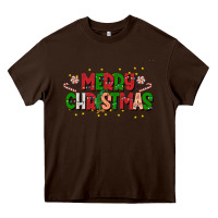 Chocolate Brown festive merry christmas greeting Heavy Core Tee - CowhideDigitalArt