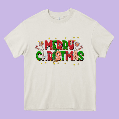 Festive Merry Christmas Greeting Heavy Core Tee Designed By Cowhidedigitalart