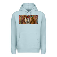 Blue Mist Horses with serape and leopard Premium Hoodie - RanaPortraitStore