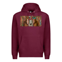 Burgundy Horses with serape and leopard Premium Hoodie - RanaPortraitStore