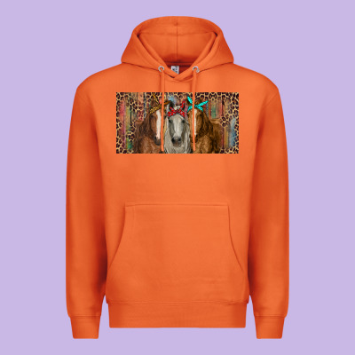 Horses With Serape And Leopard Premium Hoodie Designed By Ranaportraitstore
